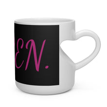 Load image into Gallery viewer, Get the grip of love with our heart shaped mug! This white, 11oz ceramic mug is great for any type of hot liquid. Let the love transfer from our mug to you, with the heart-shaped mug.
